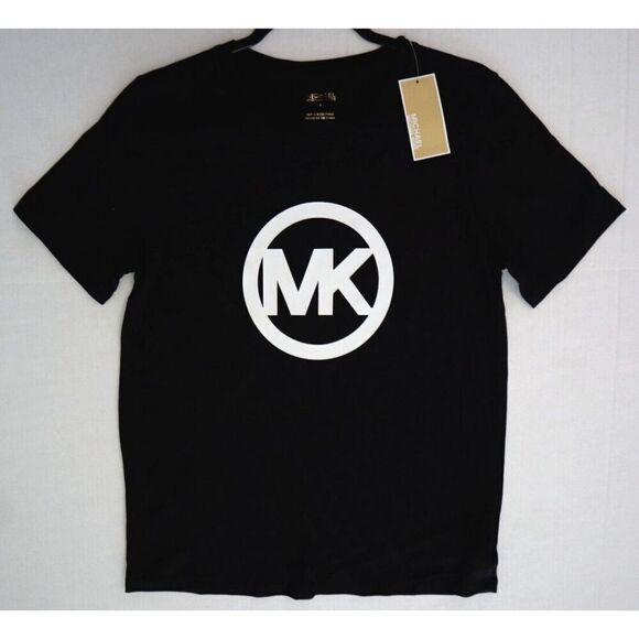 Michael Kors QR451FEECG Women's Sz Small Black Cotton Circle-Logo T-Shirt - Picture 5 of 6